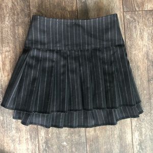 Black Pinstripe Mini Skirt - Small Punk Goth